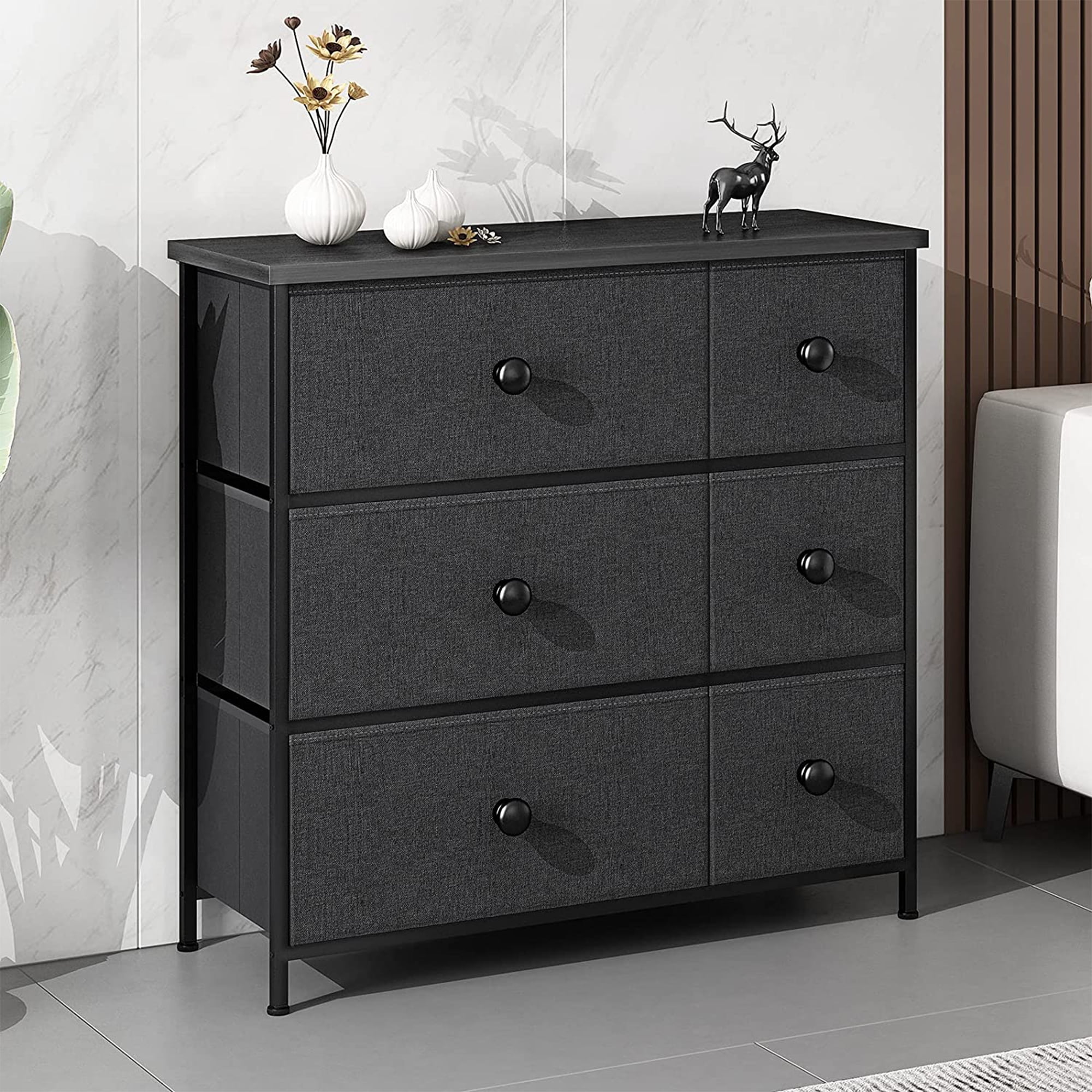 REAHOME 7.8 in. x 18.5 in. x 33 in. Black Grey 4-Drawer Vertical