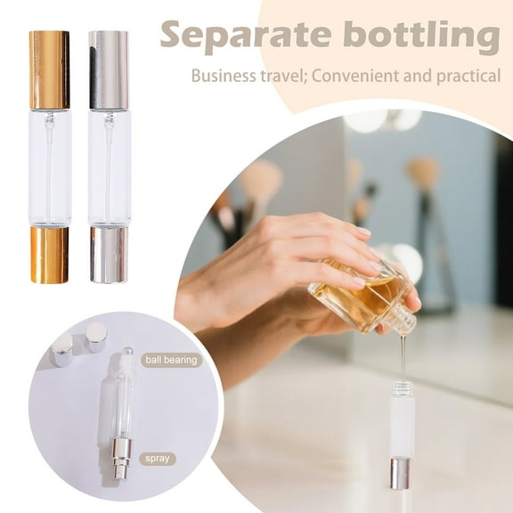 BallsFHK Double Ended Roller Ball Spray Bottles 10ml Glass Oil Roll On Bottles Empty Refillable Cosmetic Sample Vials Container For Oil Aromatherapy Perfume Lotion