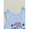 thumbnail image 6 of BemeyourBBs Newborn Baby Boy Girl My First 4th of July Outfit Patriot Independent Day Clothes Summer Romper Overall Sleeveless Plaid Letters USA Flag in Truck Printed Jumpsuit Overalls Shorts, 6 of 8