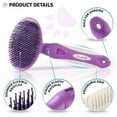 thumbnail image 4 of Poodle Pet Round Soft Bristle Hair Brush Pet Grooming Tool for Dogs & Cats, Purple, 4 of 10