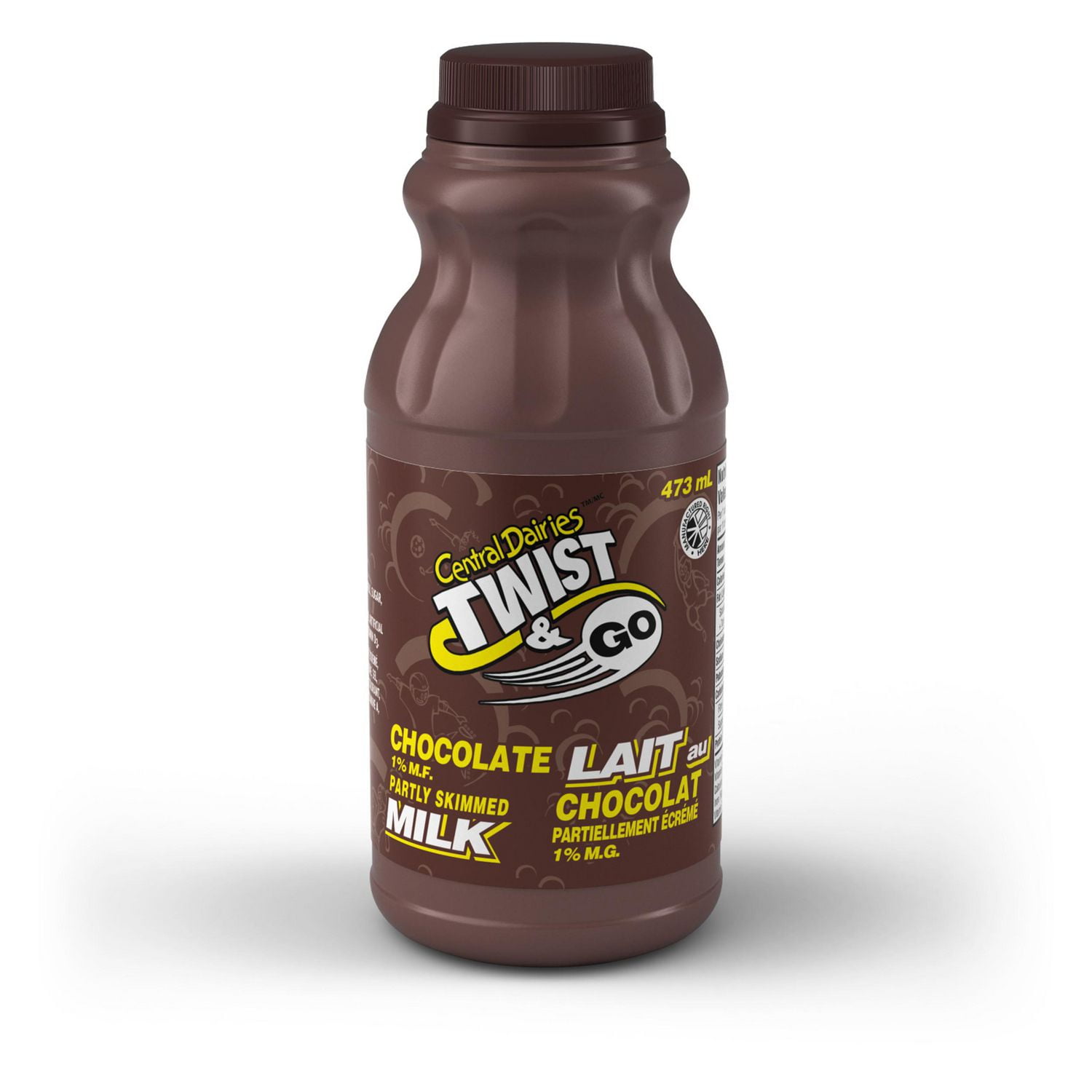 Central Dairies Twist & Go Chocolate Partly Skimmed 1% Milk 473 ML