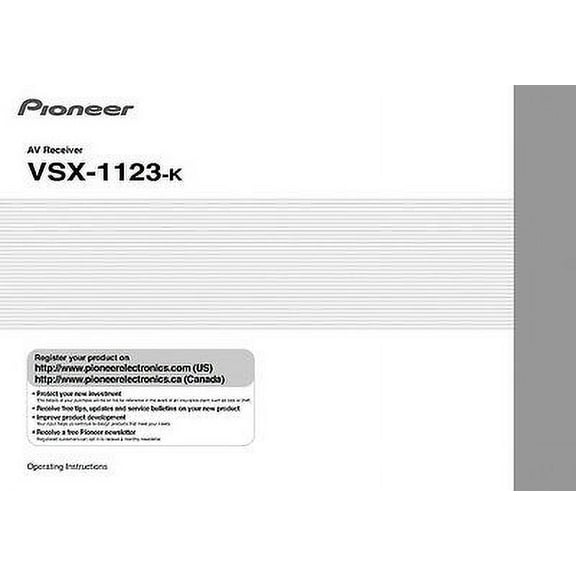Instruction Manual ONLY for Pioneer VSX-1123-K Receiver Owners Manual REPRINT