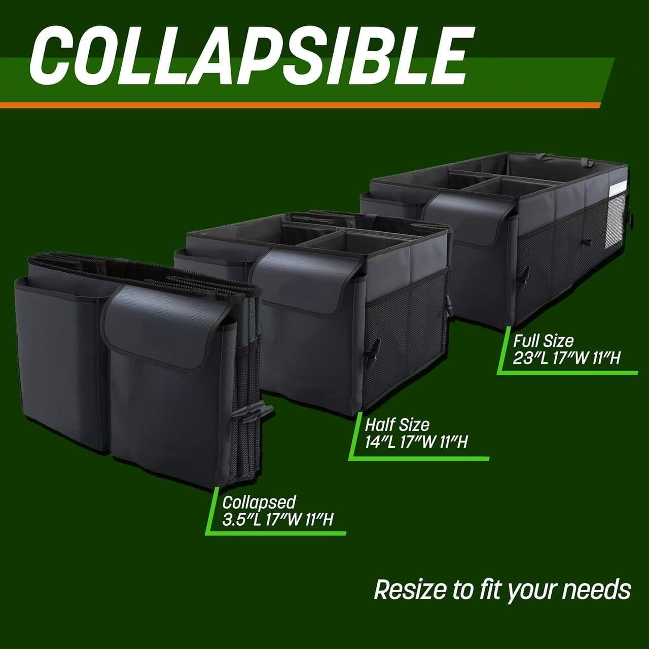 Foldable Car Organizer for Trunk & Back Seat Storage Box, Organization for Car Accessories, Tools, Sundries, Car Essentials