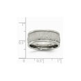 thumbnail image 2 of Mens Stainless Steel 9mm Textured Wedding Band Ring with Rounded Ridge for Men, 2 of 5