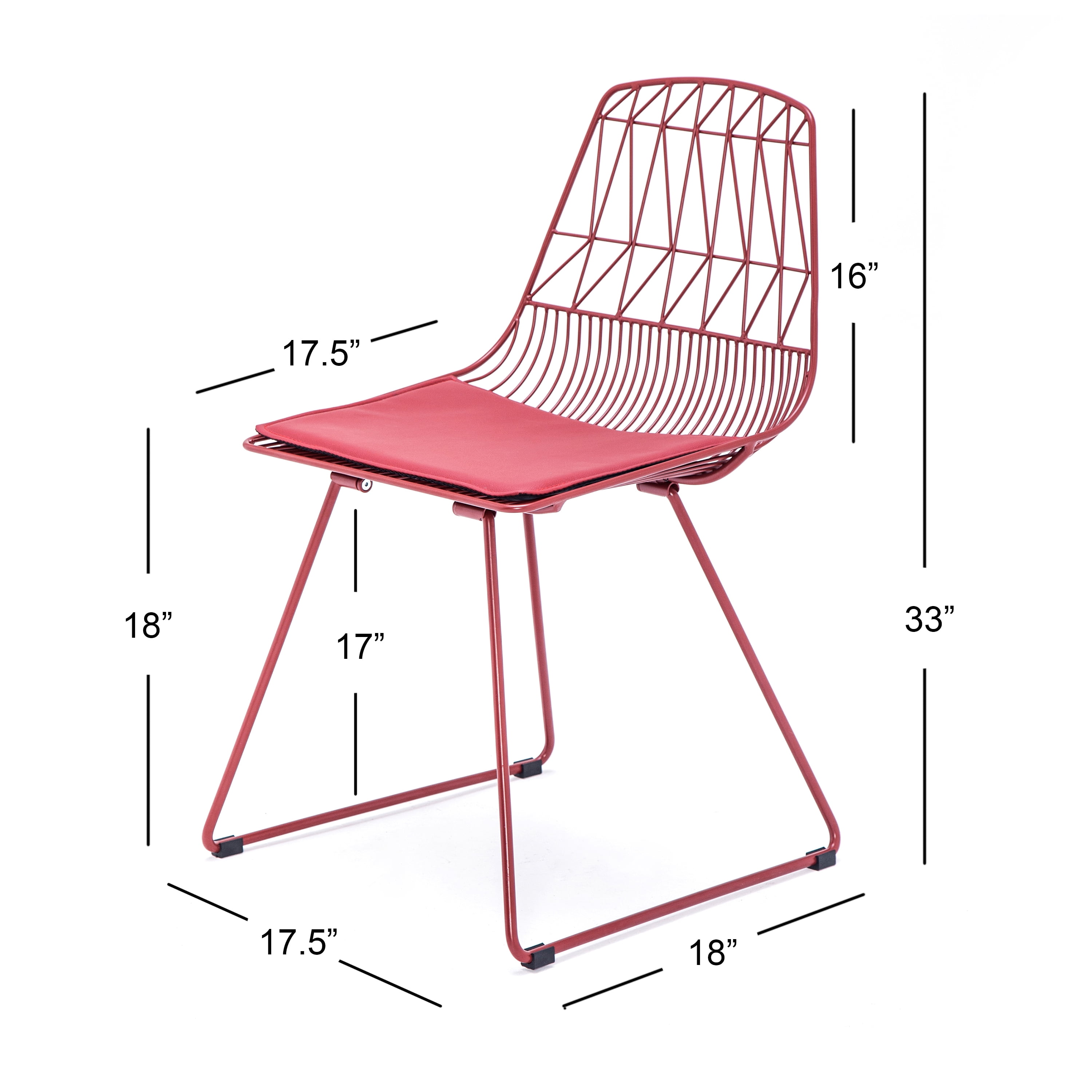 Industrial Metal Bistro Chairs, Modern Geometric Back Padded Faux Leather Side Chairs, Lightweight Sturdy Metal Chair, Indoor Outdoor Kitchen Cafe Chair with Anti-Scratch Floor Pads