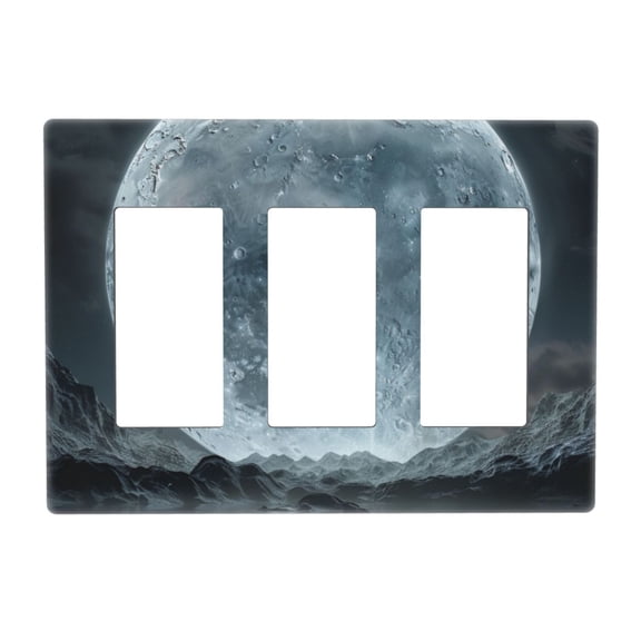 Lake Moon Switch Cover Decorative Wall Plate 3-Gang Screwless Standard Size