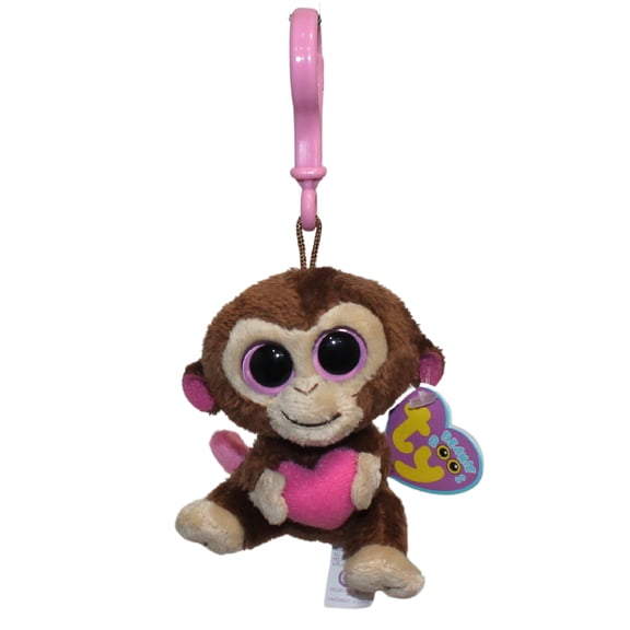 Ty Beanie Boos (Plastic Key Clip) - Casanova the Valentine's Day Monkey  – Solid Eyes  - Stuffed Animal