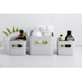 thumbnail image 3 of Decorative Plastic Storage Bins Organizer Baskets, White Smoke (Set of 3) 1 Medium, 2 Small - Container Boxes for Organizing Closet Shelves Kitchen Pantry Shelf Bathroom Drawer - Ribbed Design, 3 of 6