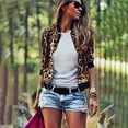 thumbnail image 3 of Veste Bomber à Manches Longues Imprimé Léopard pour Femmes, Tops Décontractés, 3 of 8