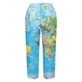 thumbnail image 5 of World Map Printed Cropped Pants for Women Plus Size Casual Loose Wide Leg Trousers Comfy Trendy Harem Pants for Beach Resort, 5 of 5