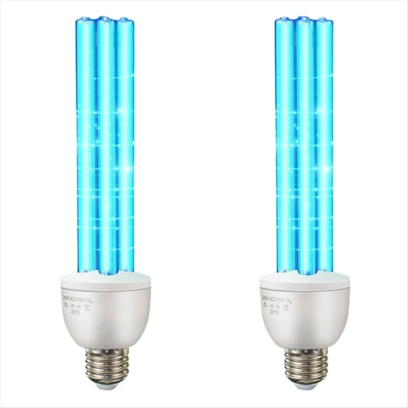 Paquete de 2 Bombillas Germicidas UV, Lámpara UVC de Repuesto de 25 Vatios, E26, 110 V, Bombilla de Desinfección UV para Dormitorio en Sótano.