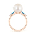 thumbnail image 2 of ANGARA Freshwater Cultured Pearl & Swiss Blue Topaz Butterfly Ring in 14K Rose Gold for Women | June Birthstone, Birthday, Anniversary, Jewelry Gift for Women | Pearl Ring, 2 of 9