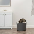 thumbnail image 4 of IRIS USA Round Top Entry Cat Litter Box Litter Particle Catching Cover and Privacy Walls with Scoop, Dark Gray/White, 4 of 6