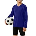 thumbnail image 6 of MGDXOX Kids Long Sleeve Customizable V Neck Sport Jersey Lightweight Mesh Fabric Spring Summer Personalized Sports Practice Team Wear Blue 14-15Years, 6 of 9