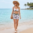 thumbnail image 7 of tankini swimsuits for women 3 Piece Tummy Control Cutout Back Tankini Bathing Suit With Crisscross Padded Bra And Floral Print Pocket Boyshorts, 7 of 7