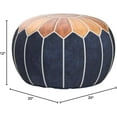 thumbnail image 3 of Fezcrafts 40+ Colors Stuffed Moroccan Ottoman Genuine Goat Leather Round Handmade Pouf Footstool Living Room Cocktail Seats Tribal Boho Furniture (Tan/Jean), 3 of 3
