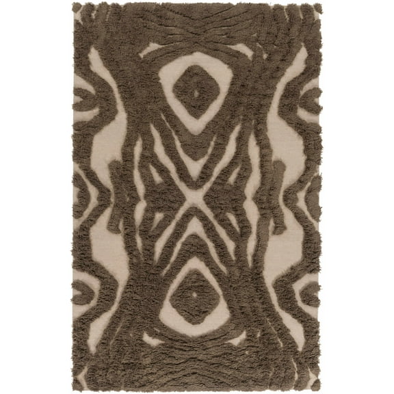 Hauteloom Dailey Wool Living Room, Bedroom Area Rug - Natural Fibers - Plush Pile - Dark Red, Medium Brown - 2' x 3'