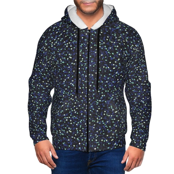 Zip Up Hoodies for Men - Night blue glitter print Long Sleeve Comfrt Men'S Fashion Hoodies & Sweatshirts, Jackets for Men Hoodies Pullover Clothing Clothes with Pouch