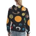 thumbnail image 7 of Fotbe Planets And Their Moons Pattern Womens Long Sleeve Hoodie, Pullover Hooded Sweatshirt, Kangaroo Pocket Hoodie with Eye-catching Drawstrings-, 7 of 7