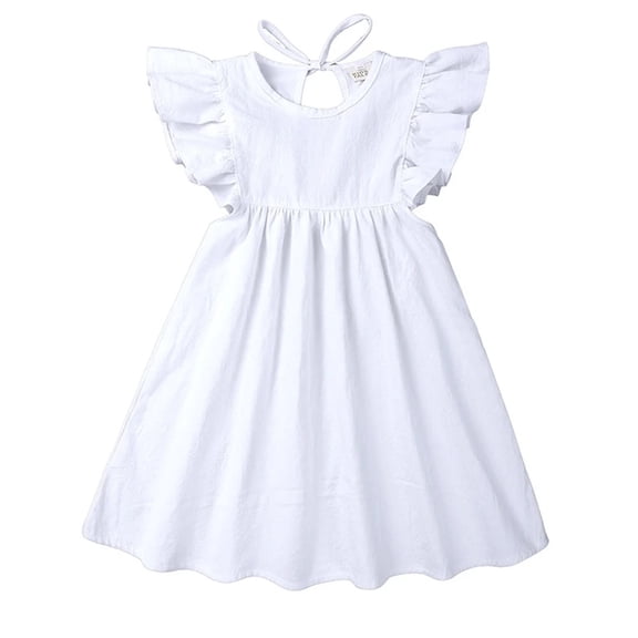 XBASW Toddler Baby Girls Summer Dress Summer Ruffle Sleeve Dresses 1-7 Years Girls Cotton Sundress for Kids