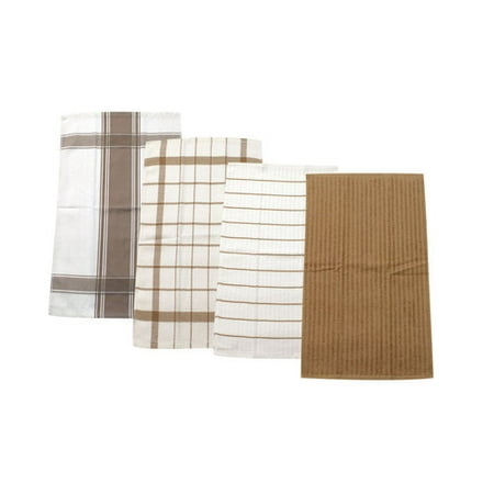 Mainstays 4pk Kitchen Towel Set, Brownstone
