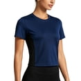 thumbnail image 2 of NELEUS Womens Plus Size Workout Shirts Athletic Running Yoga Short Sleeve Tops Tight Fit Breathable Crewneck,Navy Blue,US Size 2XL, 2 of 10
