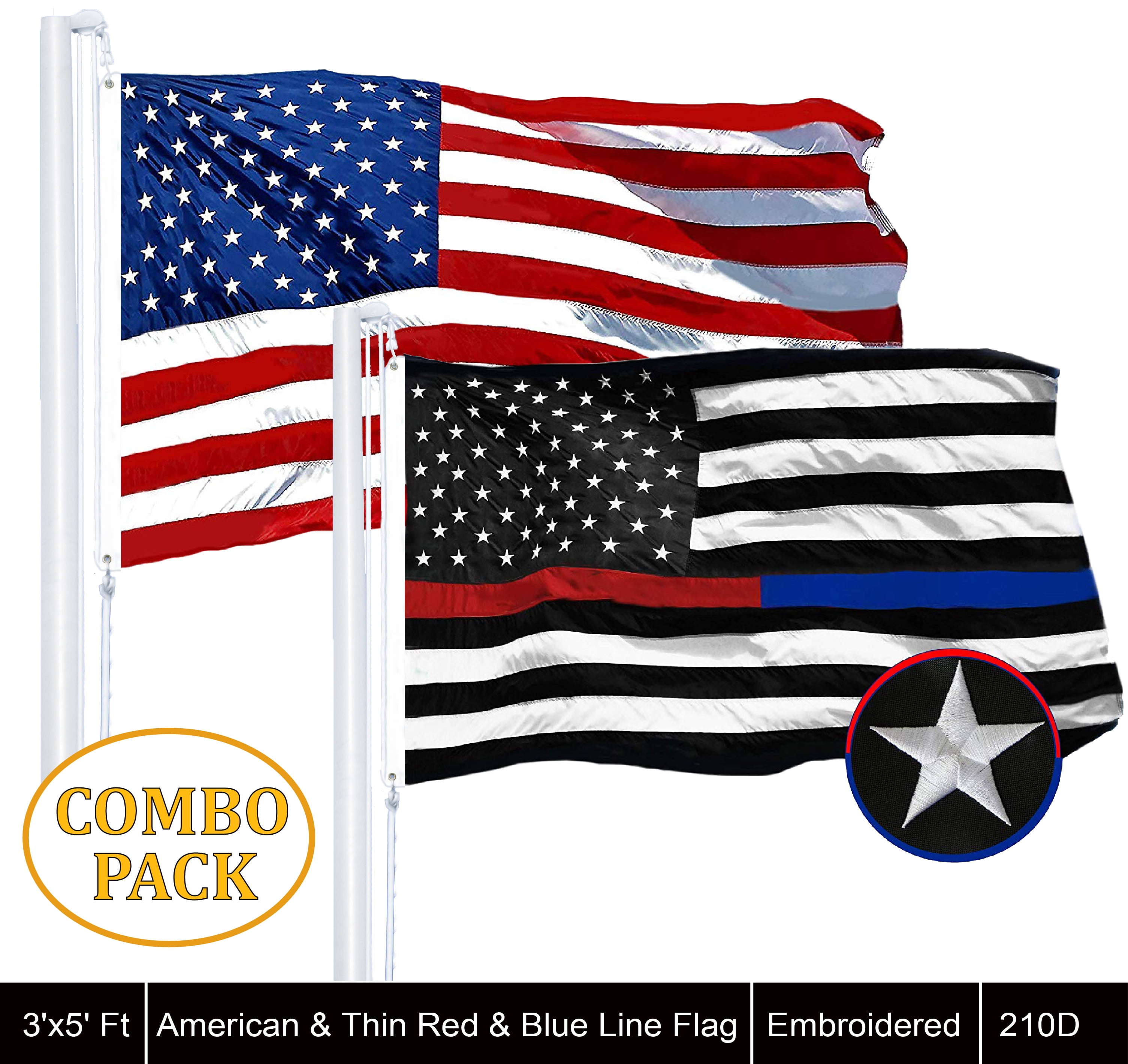 3x5 3'x5' Wholesale Combo Black White USA & Black Lives Matter 2 Flags Flag 