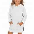thumbnail image 2 of Ruyang Oversized Hoodie Dress for Girls Long Hooded Sweatshirt Dress Pocket Side Split Warm Casual Cozy Pullover Sweaters, 2 of 9