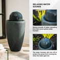 thumbnail image 5 of X-Brand 25.98" Round Stone Indoor/Outdoor Modern Sphere Water Fountain with LED Lights, Dark Green, 5 of 11