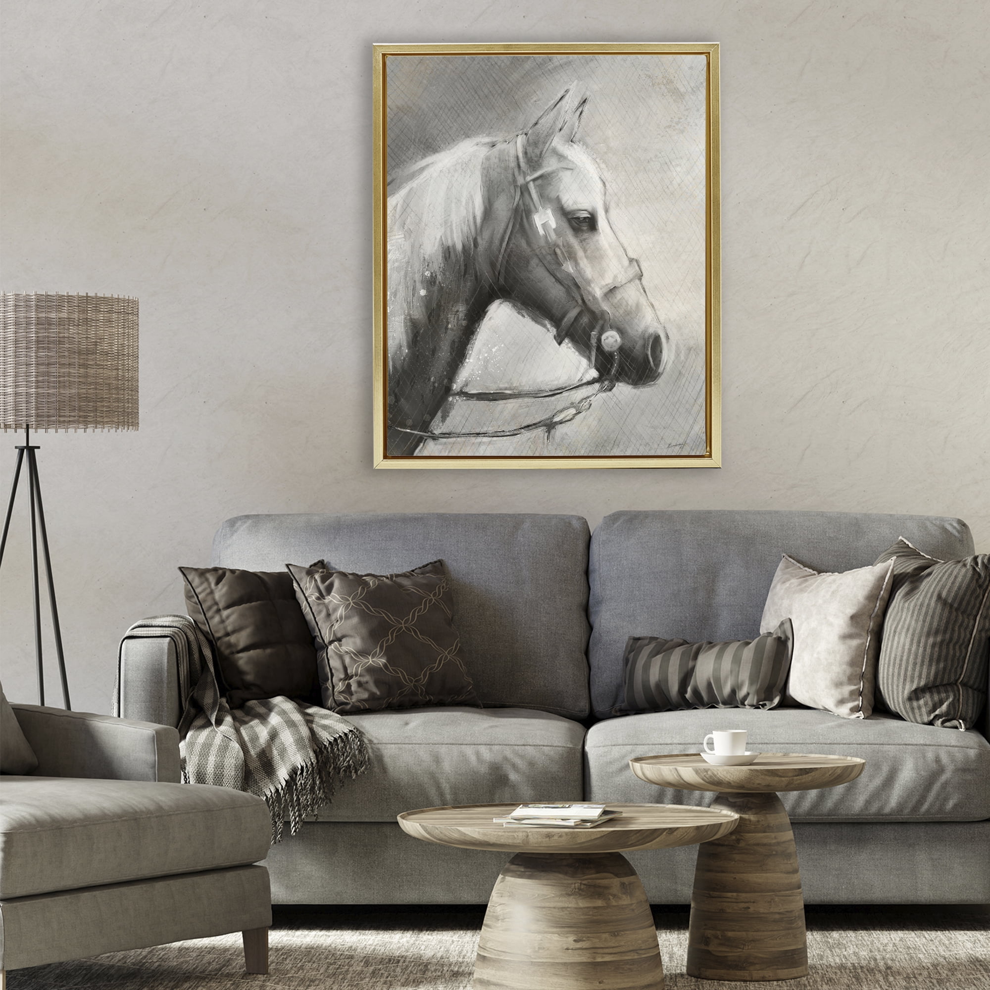 Stupell Industries Modern Ranch Horse Gold Framed Floater Canvas Wall Art, design by Chad Barrett