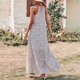 thumbnail image 4 of Vestido largo de verano con volantes altos y bajos para mujer Vestido largo de playa fluido con estampado de correa de espagueti Fridja  bnh116, 4 of 9
