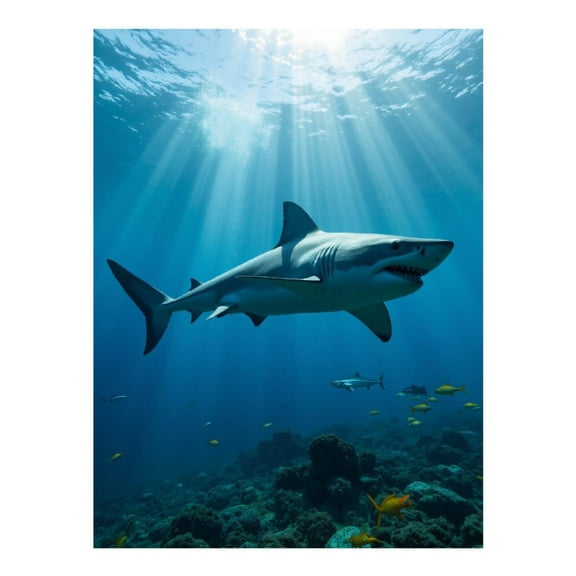 Diamond Art Kit for Adults, Great White Shark Ocean Scene Diamond Painting for Adults Beginners, DIY Diamond Art Painting Kits, 5D Diamond Painting Crafts for Home Decor 12x16 Frameless