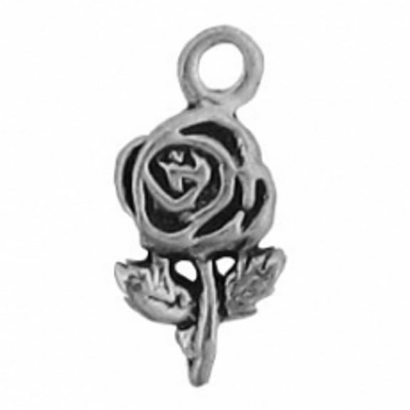 Sterling Silver 16" .8mm Box Chain Mini Rose Flower Pendant Necklace