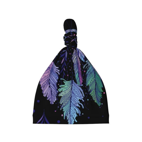 Balery Dreamcatcher With Colorful Feathers Pattern Baby Beanie, Knotted Baby Hat, Infant Hat, Newborn Beanie, Adjustable Beanie, Baby Cap, Newborn Headwear