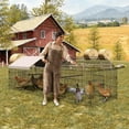 thumbnail image 6 of Metal Chicken Coop,10.8 x 3.3x 3.3FT Heavy Duty Walk-in Chicken Runs with Cover, Spire Roof Hen House with Lock for Outdoor Backyard Farm Duck Rabbit Cage Poultry Pen, 6 of 7