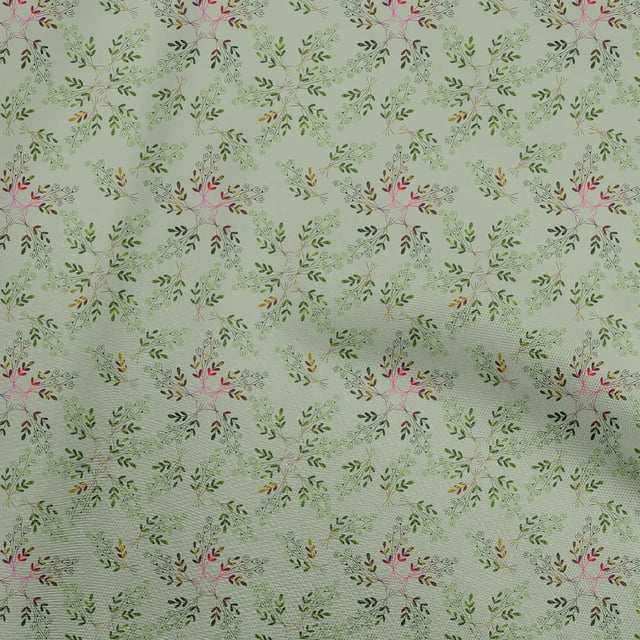 oneOone Polyester Spandex Light Green Fabric Leaves Craft Projects Decor Fabric Printed By The Yard 56 Inch Wide