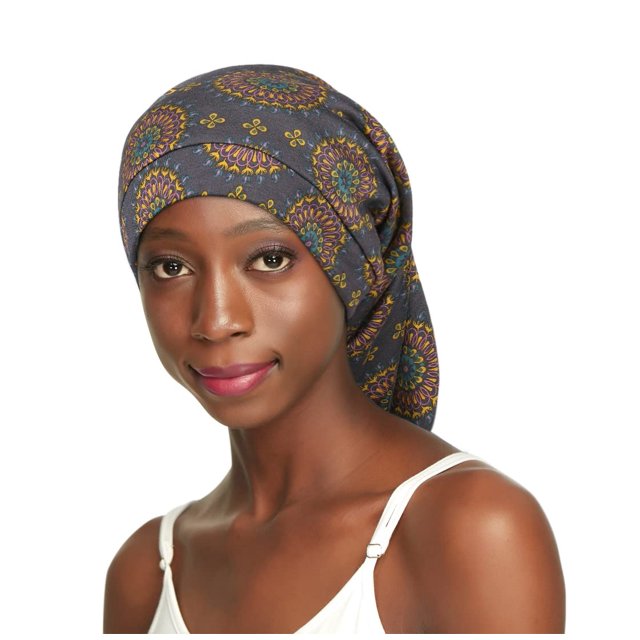 Gorro Forrado de Satén para Cabello Natural Gorro Grande para Trenzas Estampado