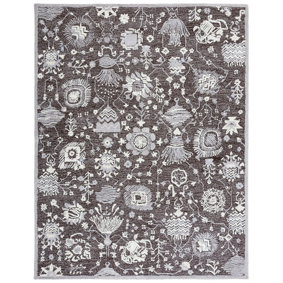 SAFAVIEH Glamour Quinten Floral Area Rug, Dark Brown/Ivory, 9' x 12'