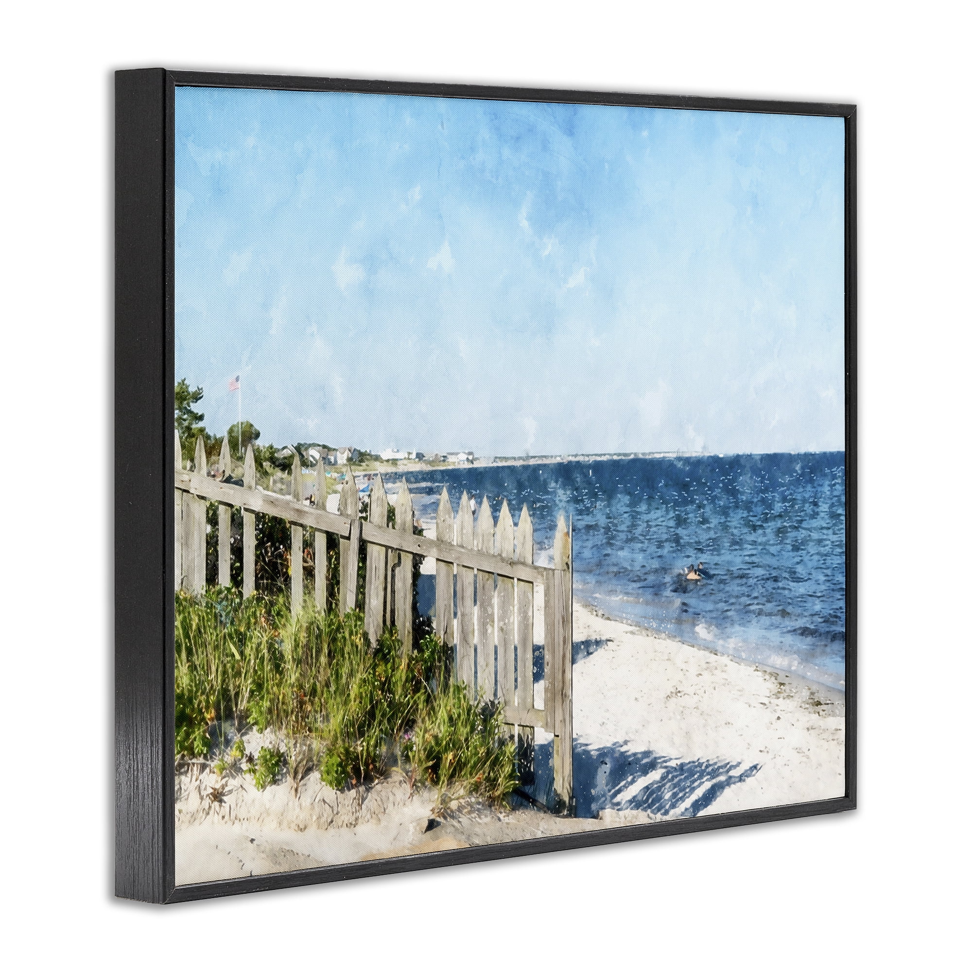 Stupell Industries Beach Pickets View Black Framed Giclee Art, design by Kim Curinga