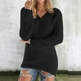 thumbnail image 2 of Sevevn Women V Neck Fuzzy Fleece Pullover Sweater Soft Long Sleeve Warm Plush Tops Casual Loose Fit Winter Fall Knit Blouse Black XL, 2 of 7