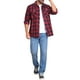 thumbnail image 2 of Camisas de manga larga ajustadas de botones con bolsillo para hombres INSPIRE CHIC en colores contrastantes, 2XL, rojo y azul, 2 of 7