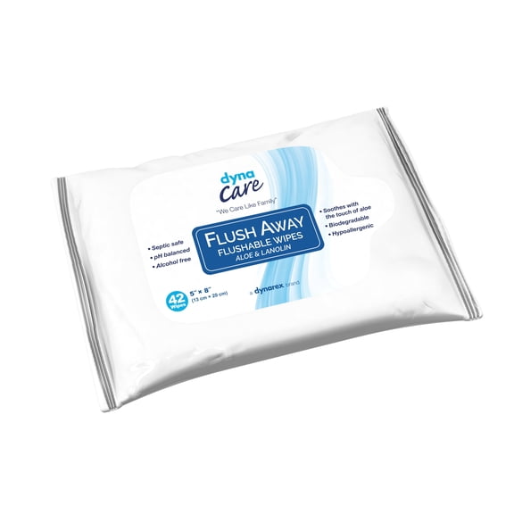 Flush Away Flushable Personal Wipe Soft Pack Water / Propylene Glycol Aloe Scented 42 Wipes per Pack, 12 Packs per Case, 1 Case, 1324 - 504 Total Count