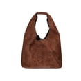 thumbnail image 3 of Time and Tru Women's June Soft Faux Suede Hobo Bag, Chocolate, 3 of 6