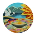thumbnail image 2 of RUIYC It's O'clock Round Tablecloth Summer Parrot Pineapple Fruit Palm Table Cover Washable Polyester Table Cloth for Buffet Party Dinner Picnic, 2 of 7