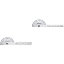 2pcs 100mm Multifuctional Stainless Steel 180 Degree Protractor Round Head Angle Finder Ruler Swing Arm Protractor Measuring Tools (Silver)