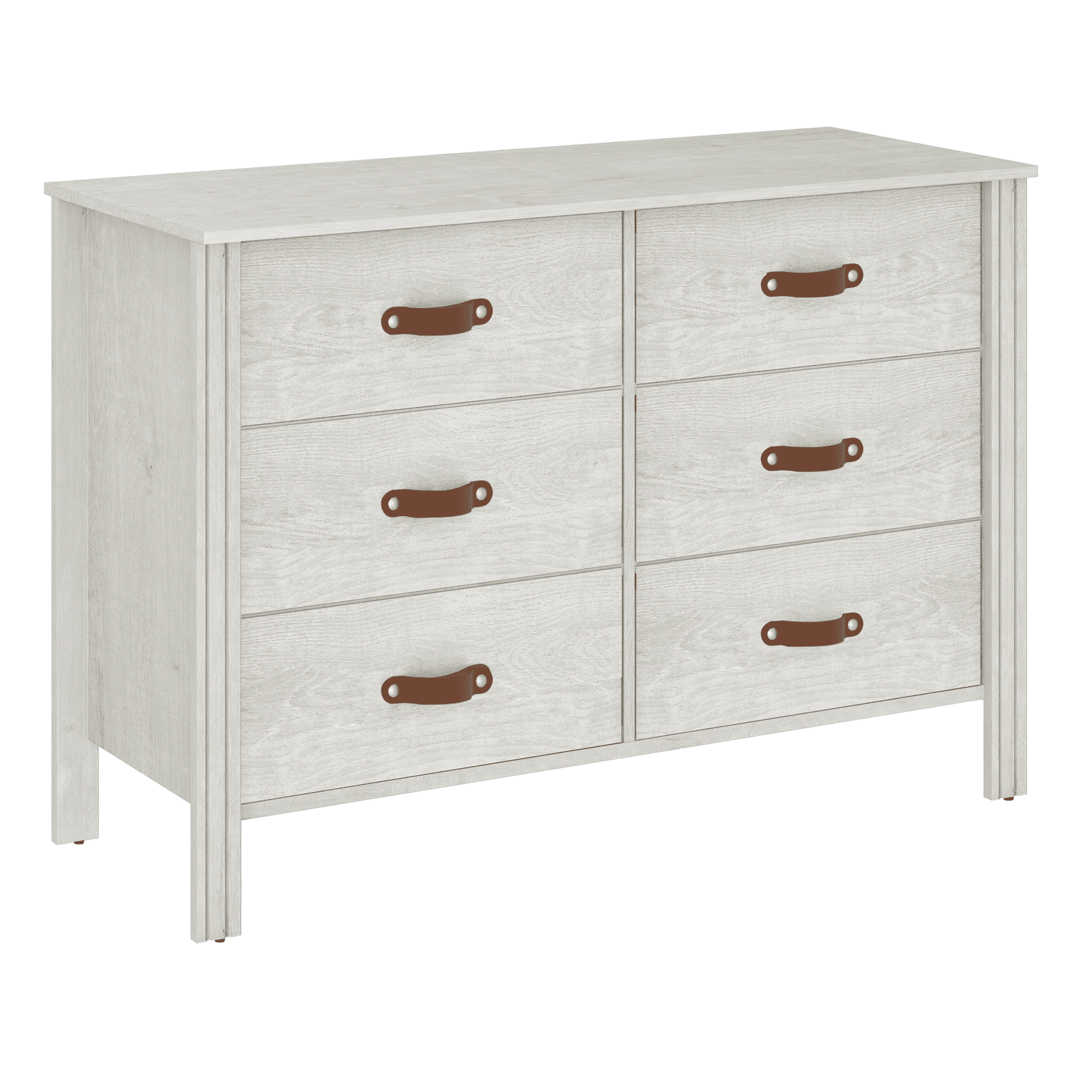 Bedroom Dresser Wood Dresser with 6 Fabric Drawers, Classic Storage Cabinet for Living Room, Hallway, White