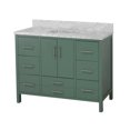 thumbnail image 2 of California 48" Bathroom Vanity with Sage Green Cabinet and Carrara Marble Top, 2 of 6