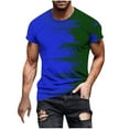 thumbnail image 2 of AOOCHASLIY Father's Day Gifts Men's Casual Contrast Color Print Short Sleeve Round Neck Regular Fit T Shirt Tops, 2 of 5