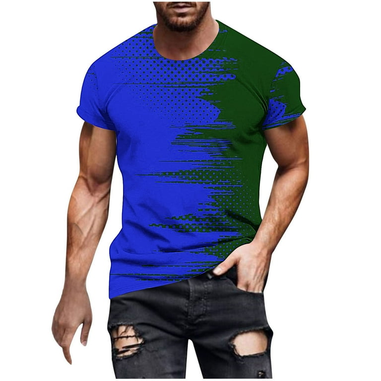 T-Shirts for Men Clearance under $5 Short Sleeve Round Neck Print