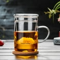 thumbnail image 6 of Glass Tea Cup with Infuser and Lid 14.5 fl oz, Heat Resistant Borosilicate Glass Tea Infuser Mug for Blooming and Loose Leaf Tea, Gas Stovetop Safe, 6 of 7